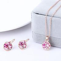 Jewelry Set Classic Elegant Crystal Unique Design Pendant Necklace Earrings Girlfriend Gift