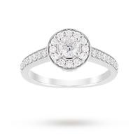Jenny Packham Brilliant Cut 0.85 Carat Total Weight Halo Diamond Ring in Platinum - Ring Size L