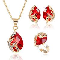 jewelry set crystal rhinestone alloy peacock red green blue party dail ...
