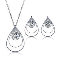 Jewelry Set Stainless Steel Zircon Titanium Steel Fashion Geometric Silver Necklace/Earrings Wedding Party Daily Casual 1setNecklaces