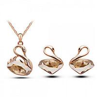 jewelry set classic elegant crystal unique design swan pendant necklac ...