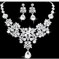Jewelry Set Earrings Bib necklaces Fashion Double-layer Statement Jewelry Imitation Diamond Drop White ForParty Special Occasion