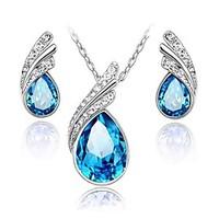 jewelry set shining crystal angle tears water drop pendant necklace ea ...