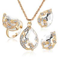 Jewelry 1 Necklace 1 Pair of Earrings Rings 1 Package Diamond Sapphire Emerald Crystal Wedding Party Crystal Alloy Rhinestone Gold Plated