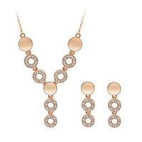 Jewelry Set Elegant Crysta Circle Pendant Necklace Earring Gift