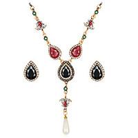 jewelry set gemstone resin rhinestone gold plated simulated diamond al ...