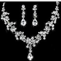 Jewelry Set Earrings Strands Necklaces Fashion Elegant Cubic Zirconia Rhinestone Silver Plated Imitation Diamond Teardrop WhiteNecklaces
