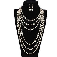 Jewelry 1 Necklace 1 Pair of Earrings Pearl Necklace Euramerican Wedding Party Special Occasion Daily Casual Pearl 1set WhiteWedding