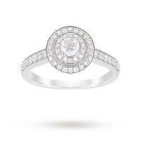 Jenny Packham Brilliant Cut 0.70 Carat Total Weight Double Halo Diamond Ring in 18 Carat White & Rose Gold - Ring Size N