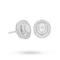 Jenny Packham 18ct White Gold 0.45 Carat Total Weight Oval Cut Double Halo Diamond Earrings