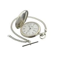 Jean Pierre chrome-plated quartz Hunter pocket watch