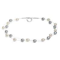 Jersey Pearl White and Silver Dewdrop Freshwater Pearl Necklace MELP N WS