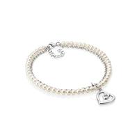 Jersey Pearl Aphrodite Silver Chain Freshwater Pearl Heart Bracelet KSB1