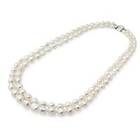 Jersey Pearl Silver 2 Row Graduated Freshwater Pearl Necklet TWS-2RN