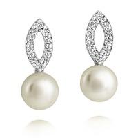 Jersey Pearl Freshwater Pearl Cubic Zirconia Dropper Earrings AME3