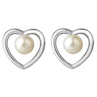 Jersey Pearl Aphrodite Silver Heart FWP Stud Earrings KSE1