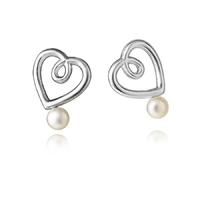 jersey pearl aphrodite silver heart fwp drop stud earrings kse2