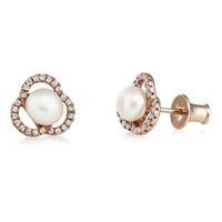 Jersey Pearl Ladies Rose Gold Plated Marette Freshwater Pearl And White Topaz Earrings MRTE1-RG