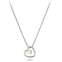 Jersey Pearl Aphrodite Silver Heart FWP Centre Pendant KSP1