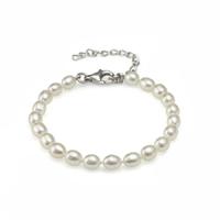 Jersey Pearl Silver 5.5 Inch White FWP Childs Bracelet B11S