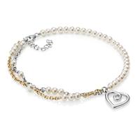 Jersey Pearl Silver Gold Plated Freshwater Pearl Chain with Heart Bracelet KSB2