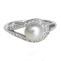 Jersey Pearl Twenties Silver Freshwater Pearl Topaz Ring TR1 O