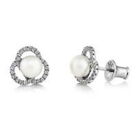 Jersey Pearl Ladies Marette Freshwater Pearl And White Topaz Earrings MRTE1-RW