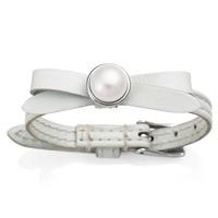 jersey pearl joli white leather freshwater pearl bracelet jol1 bw