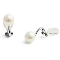 Jersey Pearl Silver White Freshwater Pearl Clip On Earrings 8mm E8W-C
