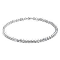 Jersey Pearl Silver 7-7.5mm Silver Freshwater Pearl 18inch Necklace S47S7.5