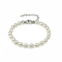 Jersey Pearl Silver 5.5 Inch White Freshwater Pearl Childs Bracelet B11S