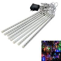 JIAWEN Waterproof 30CM 8-Tube RGB / White / Blue Meteor Rain Light Decoration Tube Lights (US Plug, AC 110-220V)