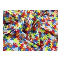 Jigsaw Print Polycotton Dress Fabric Bright Multi