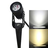 JIAWEN 3W 3-LED Insert Lawn Lamp White/Warm White Light 270lm 6500K/3200K - Black (AC 85~265V)