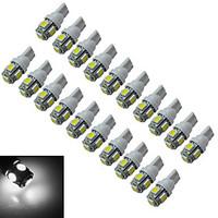 JIAWEN 20pcs T10 1W 5X5050SMD 70-90LM 6000-6500K Cool White LED Car Light (DC 12V)