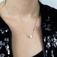 Jigsaw Puzzle Necklace, Silver/Gold