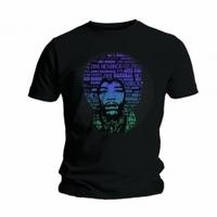 Jimi Hendrix Afro Speech Mens Black T Shirt: Large