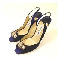 Jimmy Choo Size EU 37 (UK 4) Royal Blue Statement Embellished Peep Toe Heel Shoes