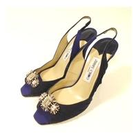 jimmy choo size eu 37 uk 4 royal blue statement embellished peep toe h ...