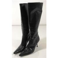 jimmy choo size 40 uk 7 classic midnight black leather knee high boots