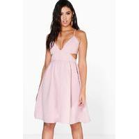 Jia Jacquard Cut Out Skater Dress - lilac