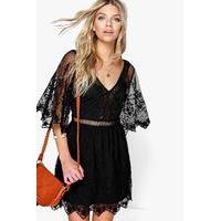 jinny ladder detail lace dress black