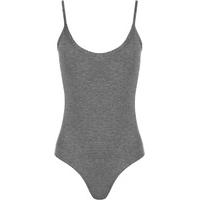 Jillian Basic Camisole Strappy Bodysuit - Dark Grey