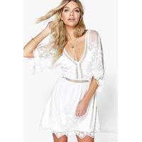 Jinny Ladder Detail Lace Dress - ivory