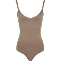 Jillian Basic Camisole Strappy Bodysuit - Mocha