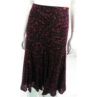 Jigsaw Size 12 Claret Skirt With Multicoloured Floral Pattern