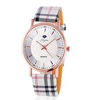 Jijia Golden Case Women Quartz Watch with Plaid Leather Strap Wrist Watch Cool Watches Unique Watches