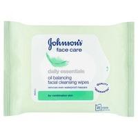 Johnson\'s Daily Essentials Oil Balancing Facial Wipes x25