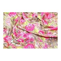 John Kaldor Floral Print Cotton Dress Fabric Pink & Green