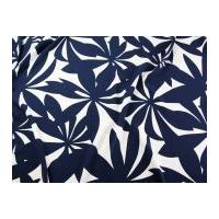 John Kaldor Large Floral Print Crepe Dress Fabric Navy Blue
